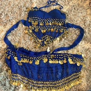 Blue Indian belly dance halter top set